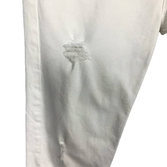 AGOLDE Isabel Mid Rise Prism White Distressed Raw Hem Slim Straight Jeans sz 27 - Picture 9 of 13